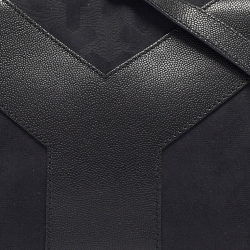 Pre Owned Yves Saint Laurent Black Canvas and Leather Flap Shoulder Bag