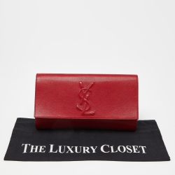 Pre Owned Yves Saint Laurent Red Leather Belle De Jour Flap Clutch