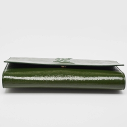 Pre Owned Yves Saint Laurent Green Patent Leather Belle De Jour Flap Clutch
