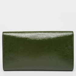 Pre Owned Yves Saint Laurent Green Patent Leather Belle De Jour Flap Clutch