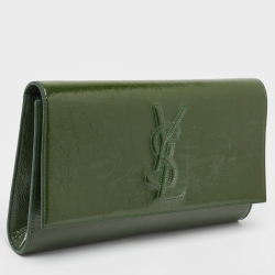 Pre Owned Yves Saint Laurent Green Patent Leather Belle De Jour Flap Clutch