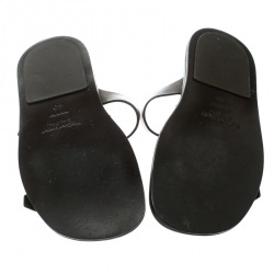 Pre Owned Saint Laurent Paris Brown Leather Buckle Detail Slides Size 40