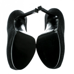 Pre Owned Yves Saint Laurent Black Textured Suede Tribtoo Platform Pumps Size 37