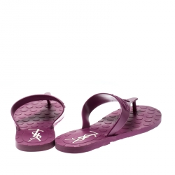 Saint Laurent Paris Purple Rubber Thong Flats Size 38