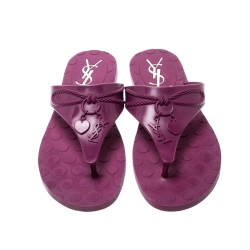 Saint Laurent Paris Purple Rubber Thong Flats Size 38