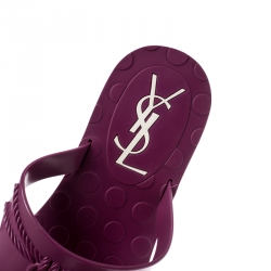 Saint Laurent Paris Purple Rubber Thong Flats Size 38