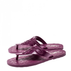 Saint Laurent Paris Purple Rubber Thong Flats Size 38