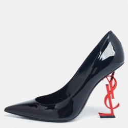 Pre Owned Yves Saint Laurent Black Patent Leather  Opyum Pumps Size 38.5
