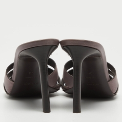 Pre Owned Yves Saint Laurent Purple Leather Tribute Slides Size 39