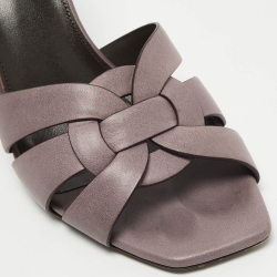 Pre Owned Yves Saint Laurent Purple Leather Tribute Slides Size 39