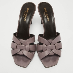Pre Owned Yves Saint Laurent Purple Leather Tribute Slides Size 39