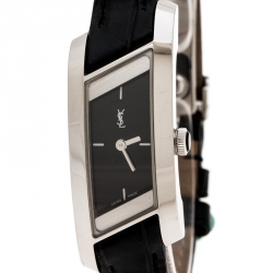 Pre Owned Yves Saint Laurent Black Stainless Steel Rive Gauche Women's Wristwatch 17 mm