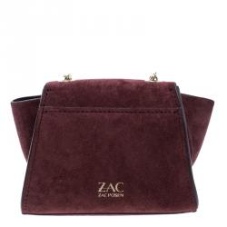 Zac Posen Burgundy Suede Z Spoke Shoulder Bag