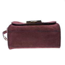 Zac Posen Burgundy Suede Z Spoke Shoulder Bag