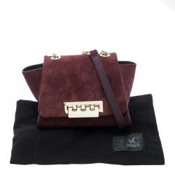 Zac Posen Burgundy Suede Z Spoke Shoulder Bag