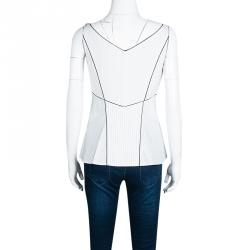 Zac Posen Monochrome Checked Poplin Sleeveless Blouse S