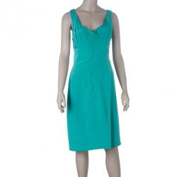 Zac Posen Stretch-silk Pleated Detail Cocktail Dress M