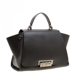 Zac Posen Grey Leather Eartha Iconic Core Top Handle Bag
