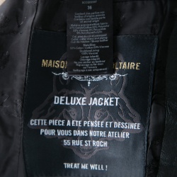 Pre Owned Zadig and Voltaire Metallic Jacquard Leather Trim Victana Deluxe Jacket S