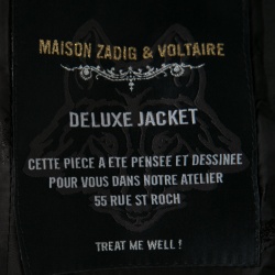Pre Owned Zadig and Voltaire Metallic Jacquard Leather Trim Victana Deluxe Jacket S