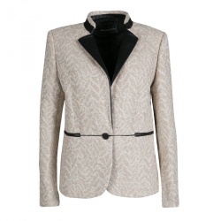 Zadig and Voltaire Beige Lurex Detail Leather Trim Detail Victana Deluxe Blazer M