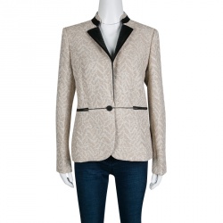Zadig and Voltaire Beige Lurex Detail Leather Trim Detail Victana Deluxe Blazer M