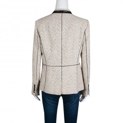 Zadig and Voltaire Beige Lurex Detail Leather Trim Detail Victana Deluxe Blazer M