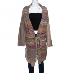 Zadig and Voltaire Multicolor Chunky Knit Belted Mia Cardigan M/L