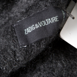 Zadig & Voltaire Mottled Grey Mohair and Wool Belted Long Cardigan M/L