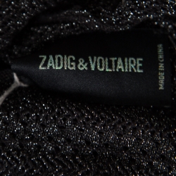 Zadig and Voltaire Metallic Noir Open Front Dana Pointelle Cardigan L