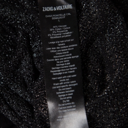 Zadig and Voltaire Metallic Noir Open Front Dana Pointelle Cardigan L
