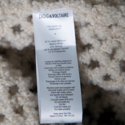 Zadig and Voltaire Cream Crochet Knit Merino Wool Open Front Pix Hook Cardigan M