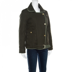 Pre Owned Zadig and Voltaire Khaki Green Double Breasted Kawa Parka Jacket L