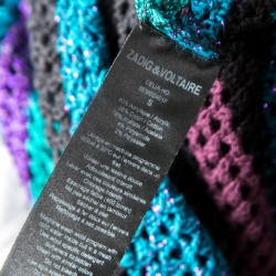 Pre Owned كارديغان زادك آند فولتير سيليا كروشيه لوريكس مخطط متعدد الألوان