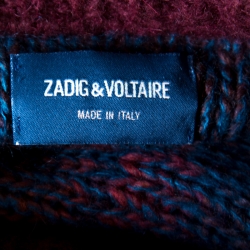 Zadig and Voltaire Striped Wool and Mohair Perforated Raglan Sleeve Kong Pa Sweater L
