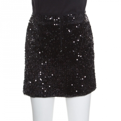 Pre Owned Zadig and Voltaire Black Sequined Jasmi Mini Skirt M