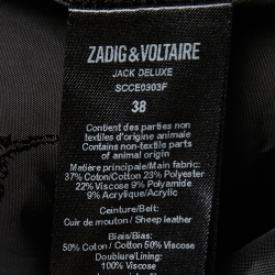 Pre Owned Zadig and Voltaire Deluxe Beige Jacquard & Leather Mini Skirt M