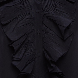 Zadig & Voltaire Black Crepe Silk Ruffled Blouse L