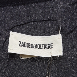 Zadig & Voltaire Black Crepe Silk Ruffled Blouse L
