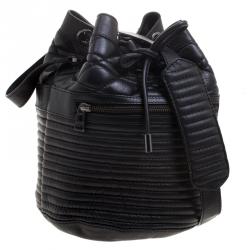 Pre Owned Zadig and Voltaire Black Quilted Leather Bobo Drawstring Bucket Bag