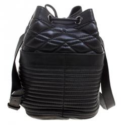 Pre Owned Zadig and Voltaire Black Quilted Leather Bobo Drawstring Bucket Bag