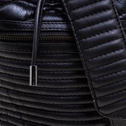 Pre Owned Zadig and Voltaire Black Quilted Leather Bobo Drawstring Bucket Bag