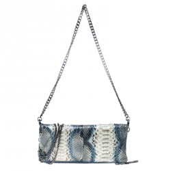Zadig and Voltaire White/Turquoise Python Rock Foldover Clutch Bag
