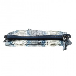 Zadig and Voltaire White/Turquoise Python Rock Foldover Clutch Bag