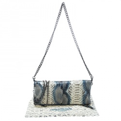 Zadig and Voltaire White/Turquoise Python Rock Foldover Clutch Bag