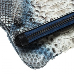 Zadig and Voltaire White/Turquoise Python Rock Foldover Clutch Bag