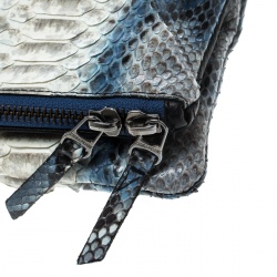 Zadig and Voltaire White/Turquoise Python Rock Foldover Clutch Bag