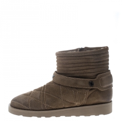 Pre Owned حذاء بوت كاحل زادك آند فولتير بطاننة فرو صناعي سانز سويدي مبطن أخضر كاكي مقاس 40