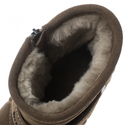 Pre Owned حذاء بوت كاحل زادك آند فولتير بطاننة فرو صناعي سانز سويدي مبطن أخضر كاكي مقاس 40