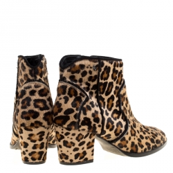 Zadig and Voltaire Brown Leopard Print Calf Hair Molly Leo Cowboy Boots Size 41